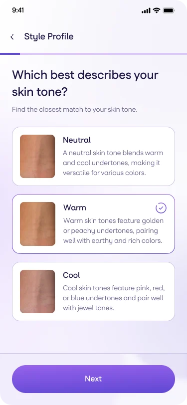 New skin tone selection with every description visible beside its swatch