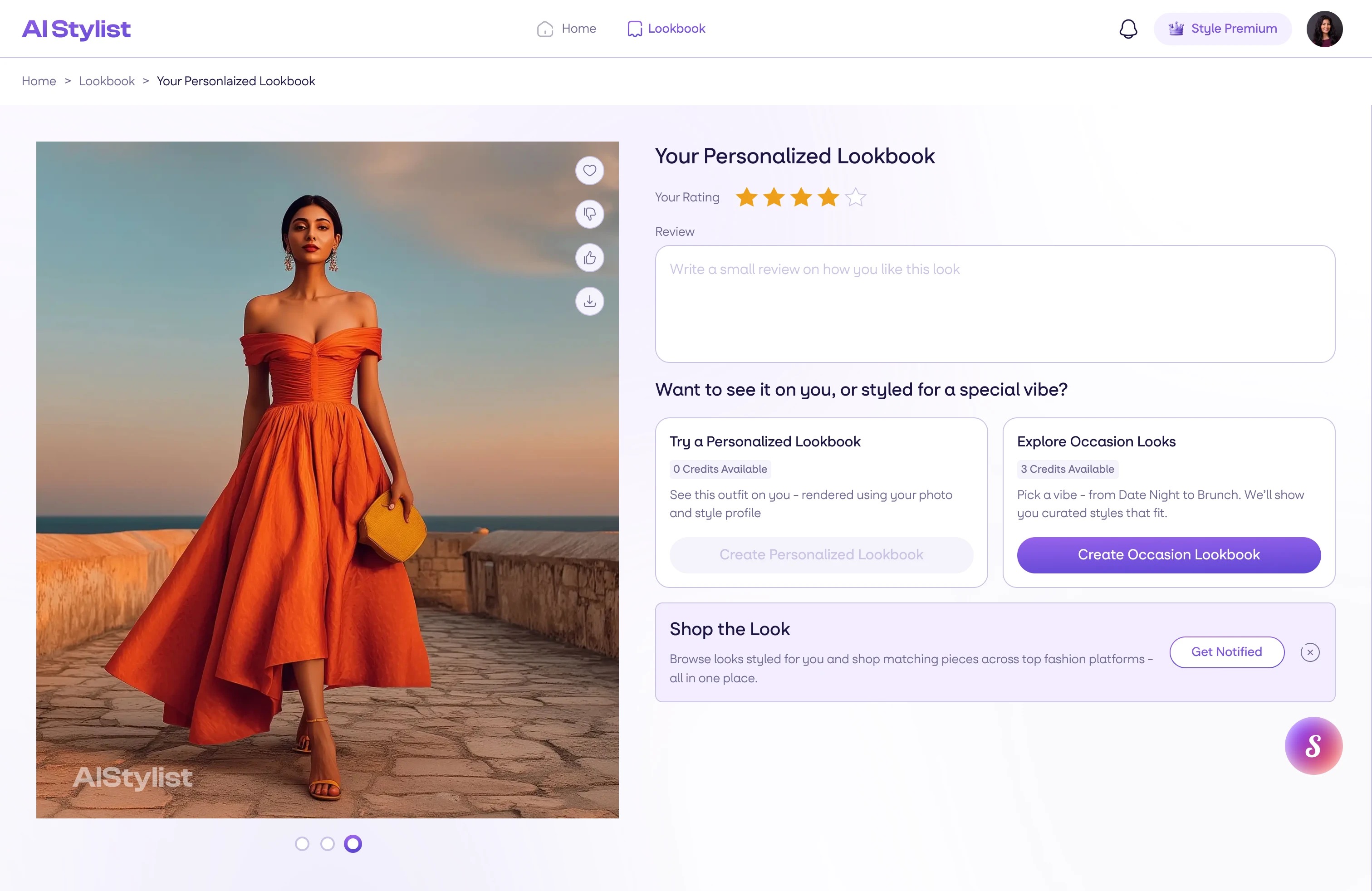The personalized lookbook, the look and everything about it on one screen