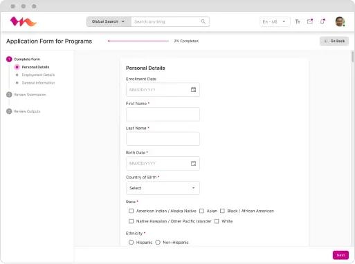 Form Taking enrollment flow